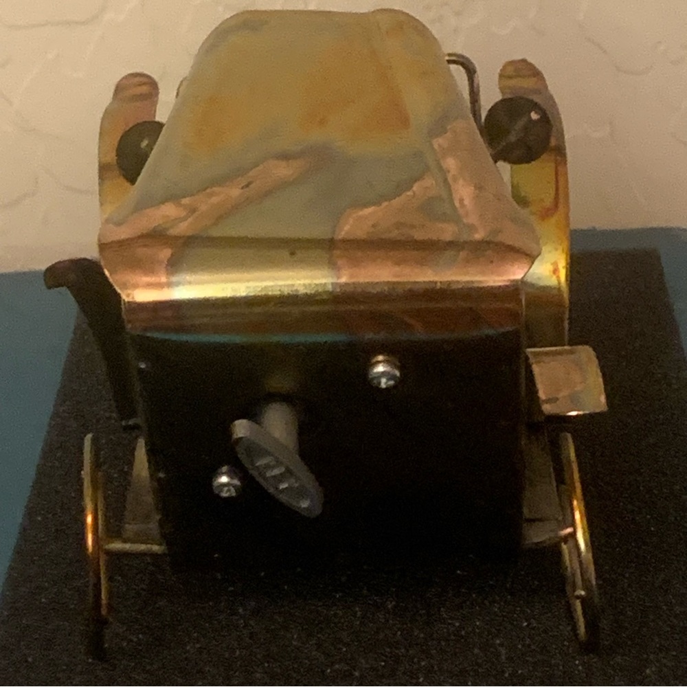 Model T Type Car Copper Art Tin with Music Box Plays “Happy Days Are Here Again” - Picture 6 of 7